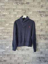 Polo Ralph Lauren Mens Navy Shawl Collar Jumper Small Red Pony Knit
