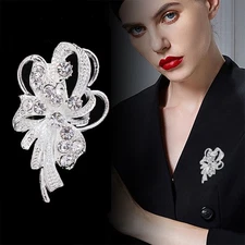 Rhinestone Brooch Pin Scarf Ring