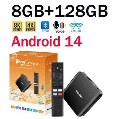 TV98 ATV Plus TV Box 8GB 128GB Android14 Allwinner H313 Quad Core 4G 5G Dual Wif