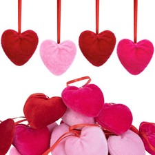 15 Pcs Valentine's Day Velvet Hearts Ornaments, 2.4" x 2.3" Red Pink Rose Vel...