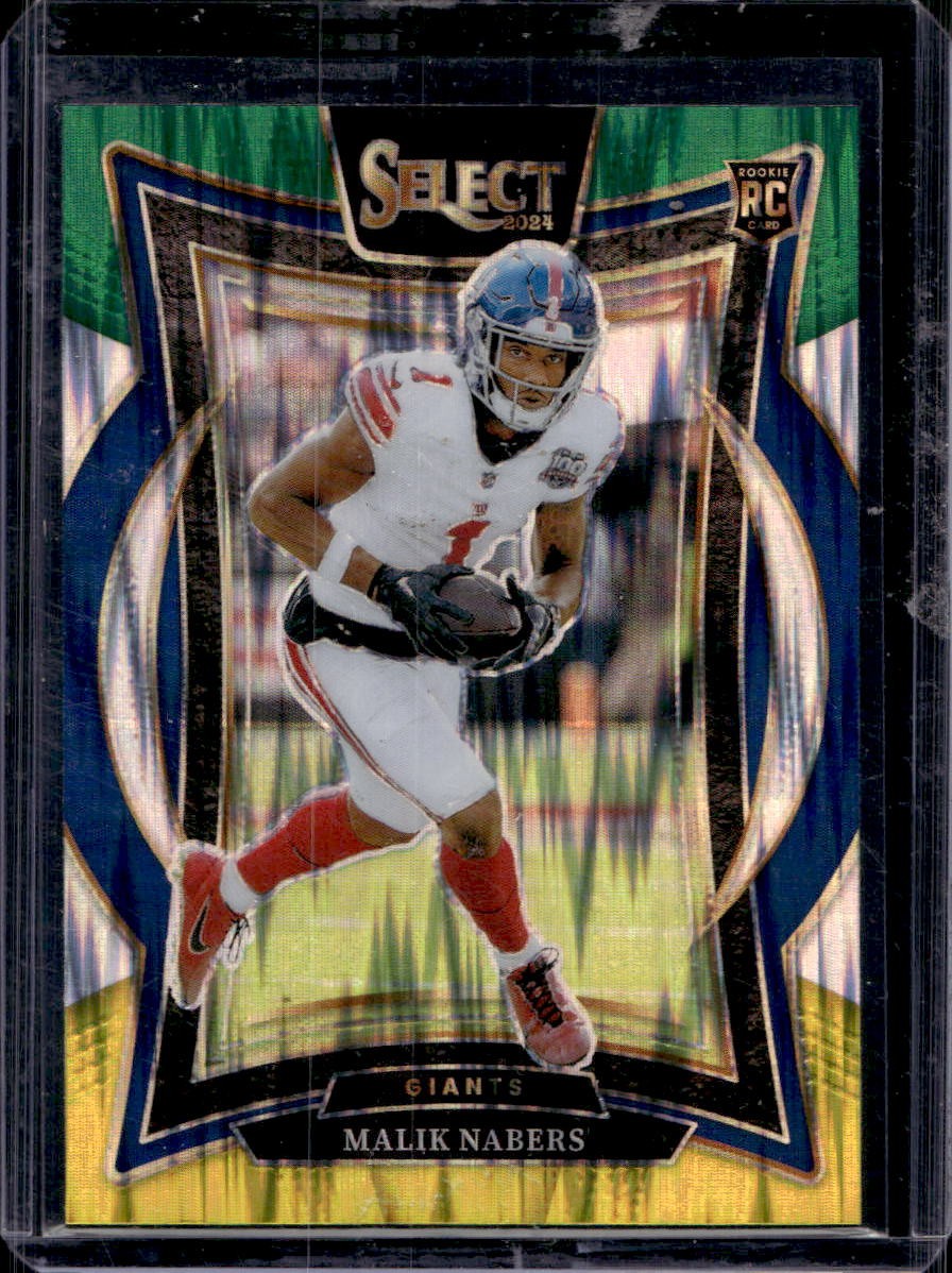 Malik Nabers 2024 Panini Select #29 Rookie Green Yellow Shock Prizm