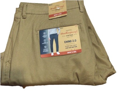 Weatherproof Vintage Men's Chino 2.0 Slim Straight Fit Stretch Pants Khaki 36X30