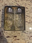 VINTAGE ANCHOR HOCKING PRESCUT CLEAR GLASS STAR OF DAVID SALT AND PEPPER SHAKERS