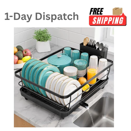 Stainless Steel Dish Drying Rack Kitchen Counter Organizer Utensil Holder Black
Opens in a new windo