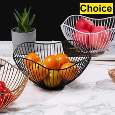 Kitchen Storage Metal Bowl Wire Basket Desktop Vegetable Geometric Fruit