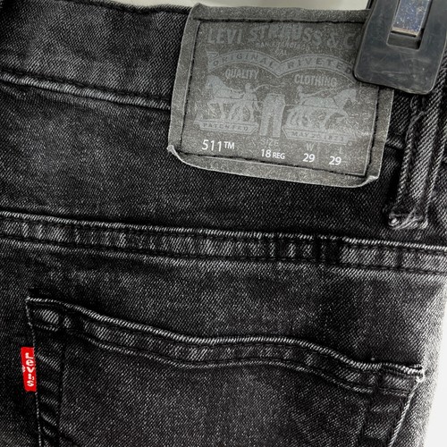 Levi's 511 Black 5 Pocket Skinny Leg Cotton Blend Jeans Boys Youth Sz 18R 29x29 - Picture 5 of 6