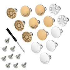 PCS Jean Buttons for Loose Jeans - 17 mm Reusable Replacement Buttons No-Sew 14