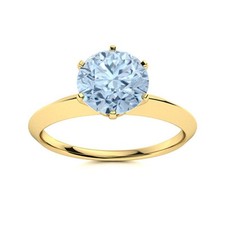 Sterling Silver Natural Aquamarine Birthday Solitaire March Ring Jewelry