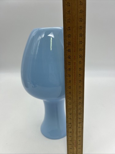 Murano Egg Blue Art Glass Vase Italy 24cm MCM Pale Powder Blue Sticker - Picture 6 of 11