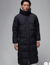 Nike Men L Air Jordan Flight Down Hooded Long Black Parka Jacket Coat FV7269-010