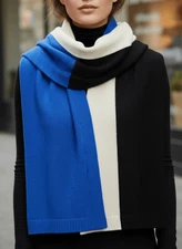 Summersault womens oversized extra long blue winter scarf wool cashmere Luxury 