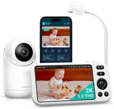 Smart Baby Monitor with 2K Camera  Mount, 1860Ft Long Range, 5.5" Screen, Hybri