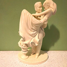 Wedding Cake Topper Figurine, White Porcelain Bride Groom, Romantic