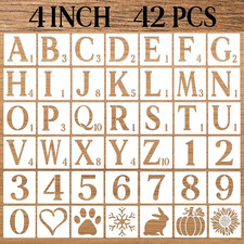 4 Inch Letter Stencils Numbers Craft Stencils, 42 Pcs Reusable Plastic Alphabet