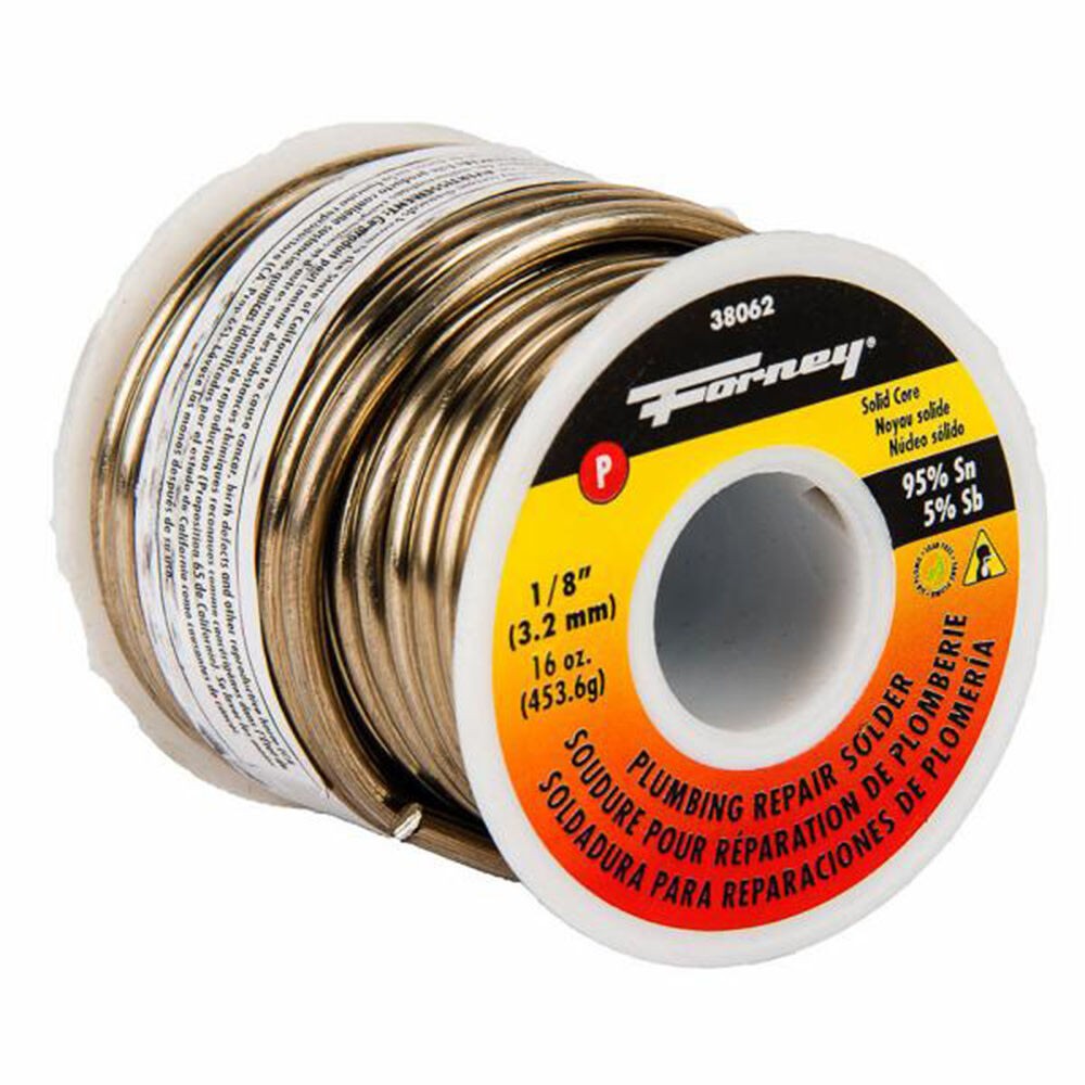 Forney Industries Lead Free Plumbing Repair Solder, Solid Core, 1/8 Inch, 16