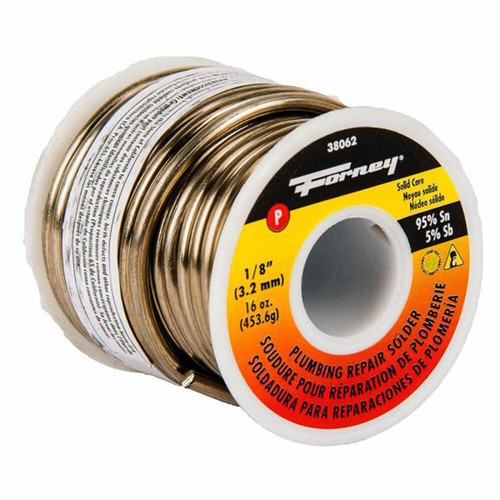 Forney Industries Lead Free Plumbing Repair Solder, Solid Core, 1/8 Inch, 16
