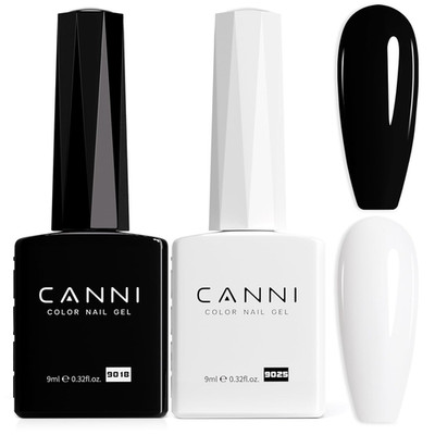 2Pcs Hema-Free Black White Gel Nail Polish Set- Black and White Gel Polish Kit,