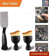 3-Piece Interior Car Detailing Set: Scratch-Free Brushes for Dashboards & Vents