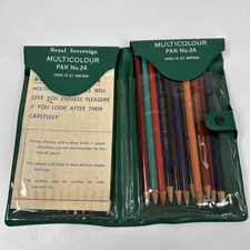 21 Vtg Royal Sovereign Multicolour Pak No 24 Pencil Set Case Made in Britain