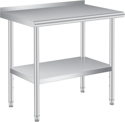 GARVEE Heavy Duty Stainless Steel Prep Table with Undershelf and Backsplash,35''H