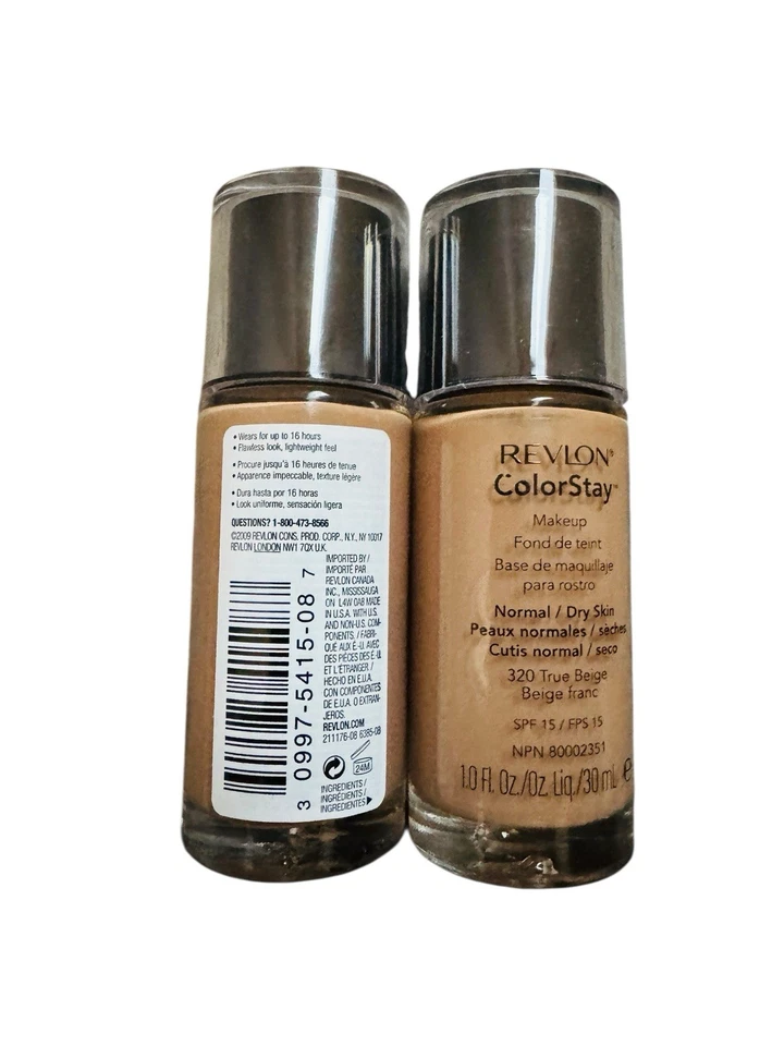 2x Revlon True Beige Normal DryColorStay Foundation SPF 15 320 30ml Lightweight - Image 3 of 4