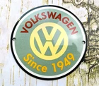 VINTAGE 6" Dome VOLKSWAGEN VW SINCE 1949 GASOLINE PUMP PORCELAIN OIL GAS SIGN