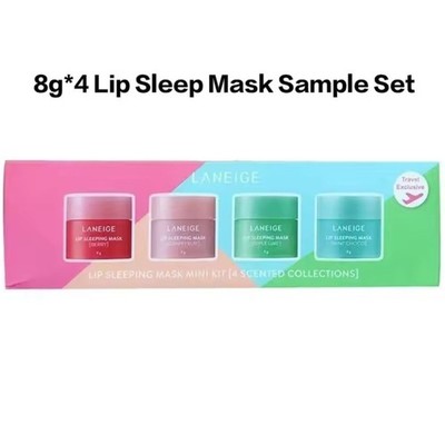 4 Stück Laneige Lippen Schlafmaske Mini Kit Set Nachtpflege Set Wasser Lippenmaske 8g