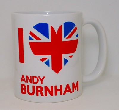 I Heart Andy Burnham Tasse beliebiger Name Labour Premierminister Liebe Politik Geschenk