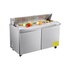 Stainless Sandwich Prep Fridge, 15.4 Cu Ft, Digital Temp Control, 90-lb Shelves