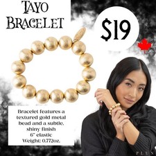 Pulsera de cuentas de metal con textura dorada Tayo