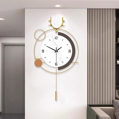 Decorative Silent Quartz Wall Clock with Pendulum, Battery Operated, Large 13...