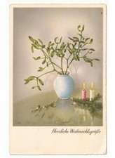 Centre De Table De Noël 1939 Branches De Gui Bougies Carte De Noël Weihachten