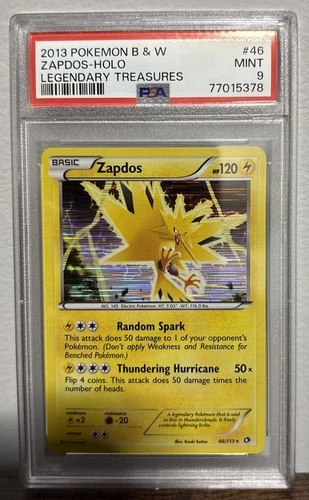 Pokemon Card Zapdos Holo Rare PSA 9 Mint, Legendary Treasures 46/113, 2013