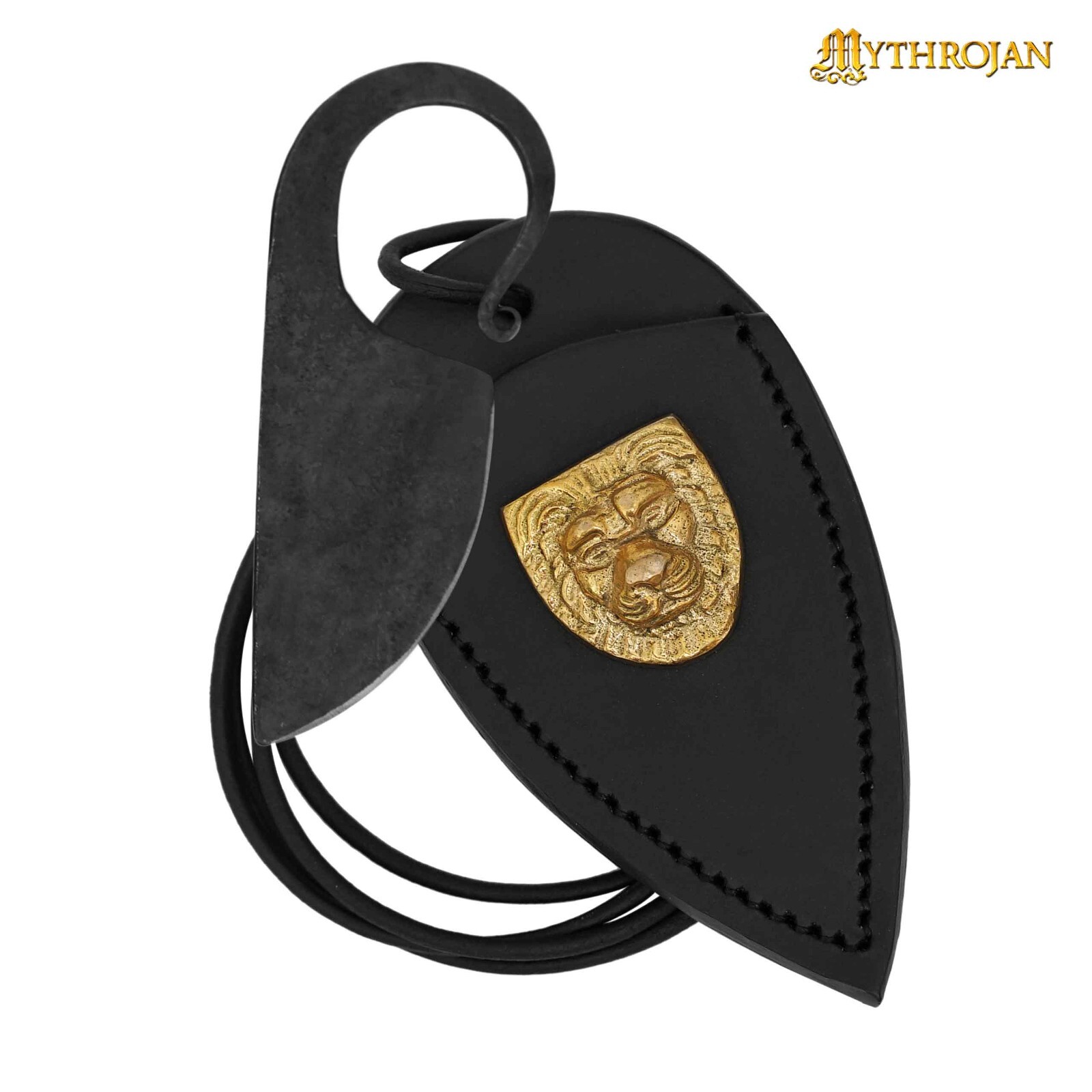 Hunting Pocket Knife Hand Forged Carbon Steel Blade with Green Leather Sheath