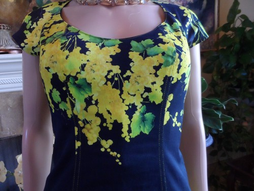 Blumarine Black w/Yellow Floral Print A Line Sheath Dress Size IT 44- US 8 - Picture 12 of 22