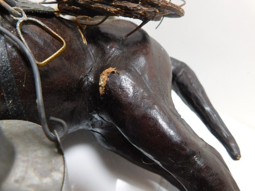 Unbranded Leather Horse 12" High Statue Saddle "Farm Fresh Milk" Can Supplies - Picture 6 of 8