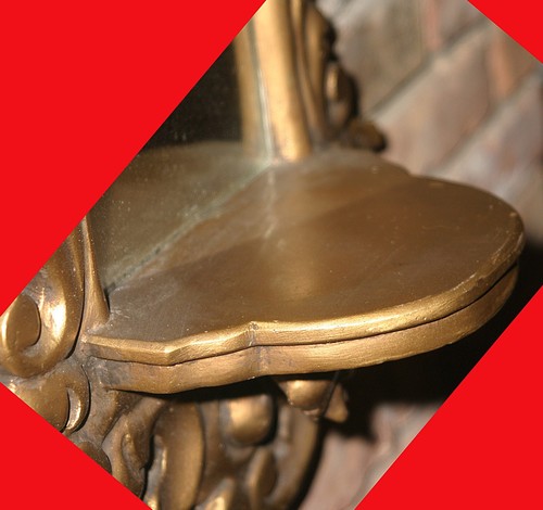 Vintage Hollywood Regency Style Gold Gilded Plaster Wall Mirror With Shelf - Picture 6 of 9
