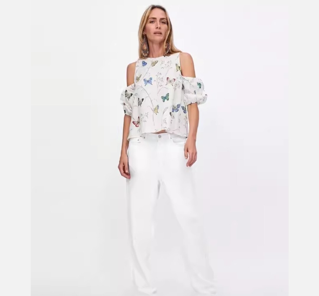 Zara Basic Women's Small Crew Neck Cold Shoulder … - image 2