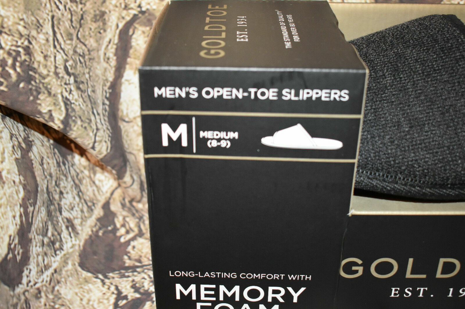 mens memory foam open toe slippers
