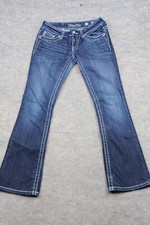 Miss Me Jeans Size 26 Boot Flap Pocket Rhinestones Dark Wash Embellished