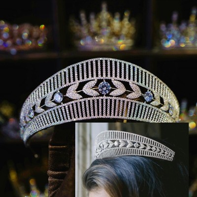 Princess  Wedding Tiaras Crowns Pearls Brides Hairbands Zircon Crystal Wedding Amazon.com: Zircon Crown for Women - Large Gold Tiara for  main image 2