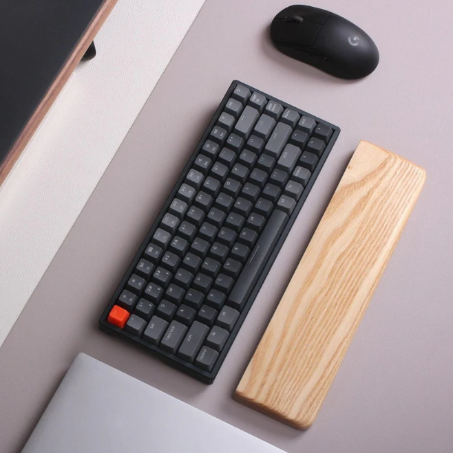 Mechanical Keyboard Wood Wrist Rest Light Ash 300x80mm Straight Edge Design