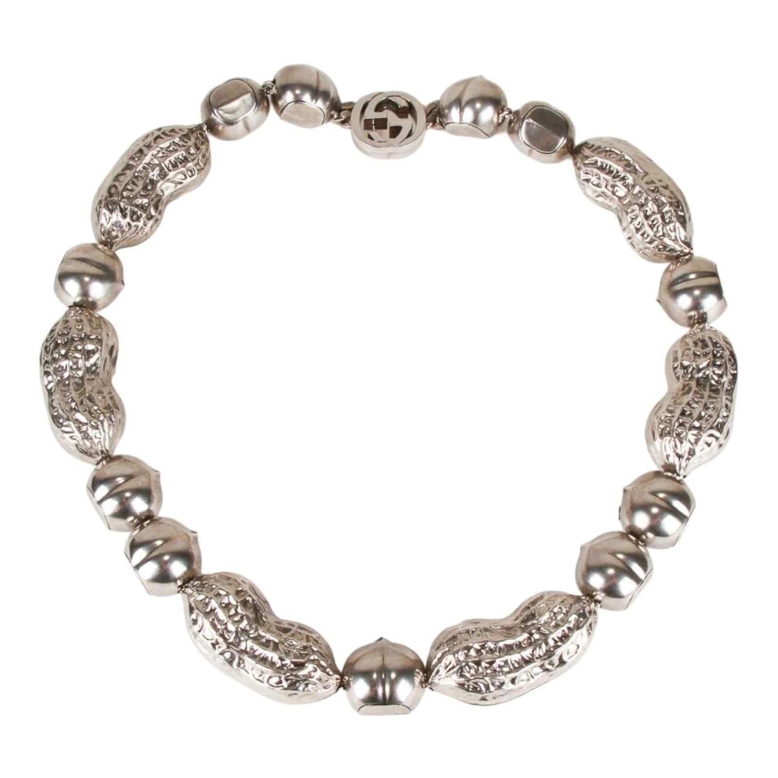 Autentica collana G ad incastro Gucci con ciondoli nocciola arachidi