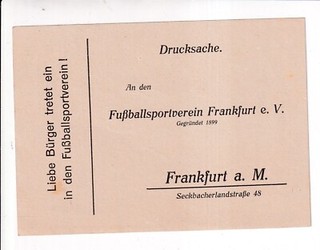 FSV FRANKFURT v. 1899: FRANKFURT / MAIN 192X: ANMELDE Formular 1920er Jahre