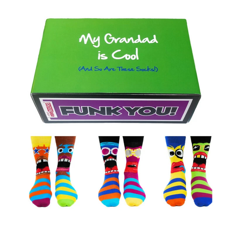 Cool Grandad Gift Set - Assorted Oddsocks for Men - Funk Odd Socks Set for Men