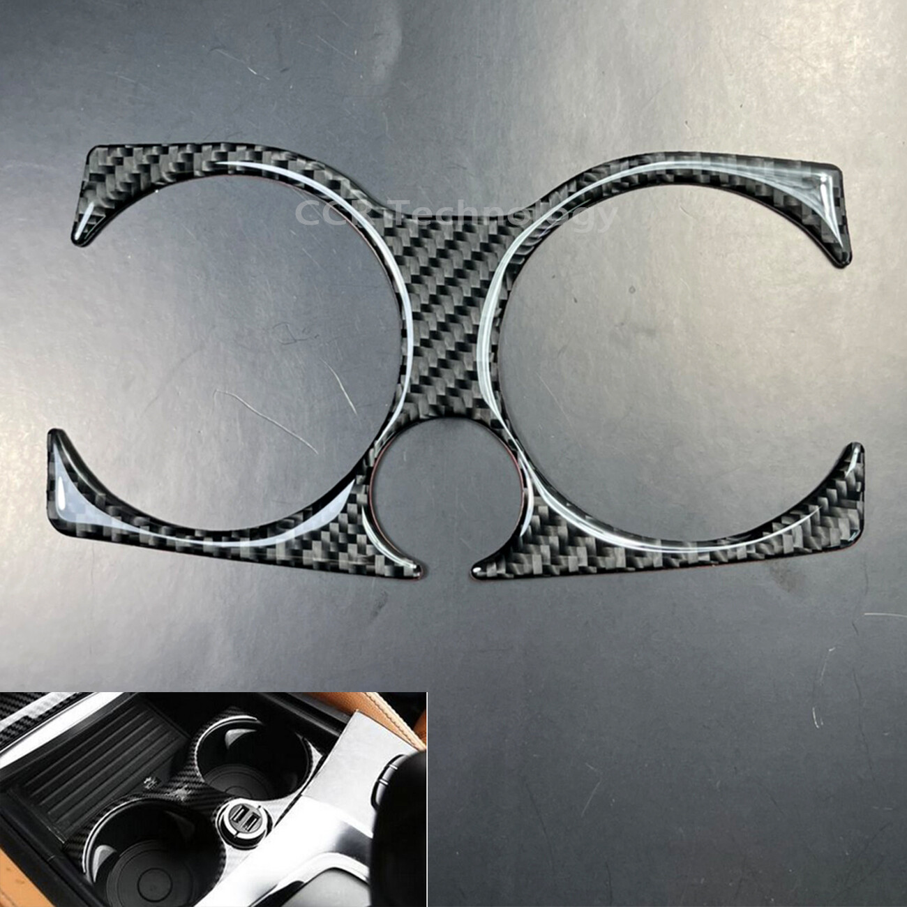 Real Carbon Fiber Water Cup Holder Cover Trim Fits 17-22 G30 G31 540i M550i M5