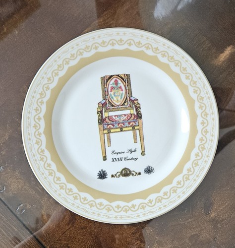 Vintage Porzellan Schätze Dessert 7,5" Teller mit antiken Stühlen Design 4er Set - Bild 5 von 6