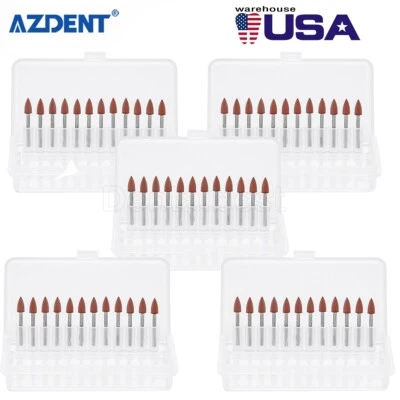 AZDENT 60PCS Dental Polishing Polishers Bur FG 1.6mm Mini Points Brownie Friction Grip