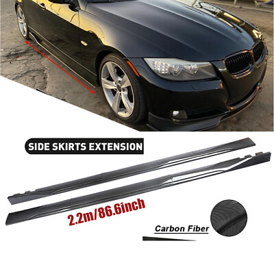 For BMW Carbon Fiber 2.2m/86.6inch Side Skirt Extensions Rocker Panel Splitter
