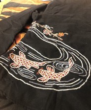 Black Wool Maharishi Embroidered Sequin Karp Shirt Jacket Size 12 Bnwt